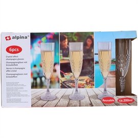 Alpina Champagne glass gjenbrukbart 6x200ML